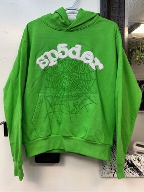 Green Spiderweb Graphic Crewneck Hoodie